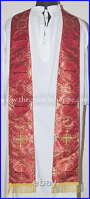 Metallic Red gothic vestment & mass and stole set, Gothic chasuble, casula, casel