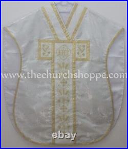 Metallic Silver Chasuble. St. Philip Neri Style vestment & mass set, IHS