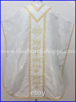 Metallic Silver Chasuble. St. Philip Neri Style vestment & mass set, IHS