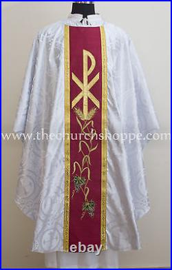 Metallic Silver gothic vestment, and stole set, Gothic chasuble, casula, casel