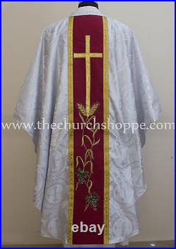 Metallic Silver gothic vestment, and stole set, Gothic chasuble, casula, casel