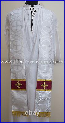 Metallic Silver gothic vestment, and stole set, Gothic chasuble, casula, casel