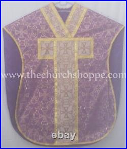 Metallic VIOLET Chasuble. St. Philip Neri Style vestment Stole & mass set 5 pc