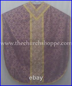 Metallic VIOLET Chasuble. St. Philip Neri Style vestment Stole & mass set 5 pc