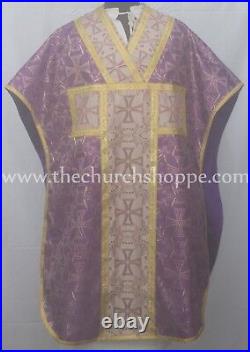 Metallic VIOLET Chasuble. St. Philip Neri Style vestment Stole & mass set 5 pc