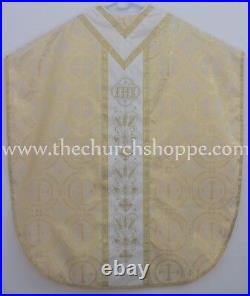 Metallic Yellow Chasuble. St. Philip Neri Style vestment & mass set, IHS