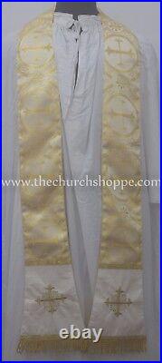 Metallic Yellow Chasuble. St. Philip Neri Style vestment & mass set, IHS