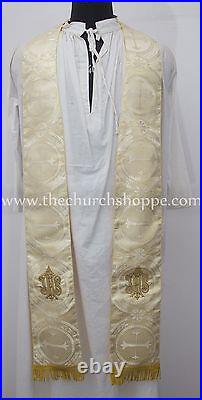 Metallic gold gothic vestment mass & stole set, Gothic chasuble, casula, casel, NEW