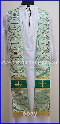 Metallic green gothic collar vestment & mass & stole set, Gothic chasuble, casulla