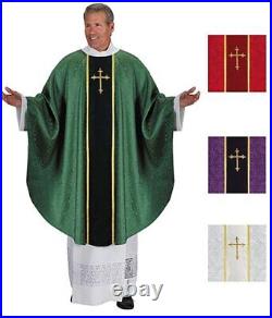 Monastic Jacquard Chasuble and Stole Vestment Set for Church 51 Inch