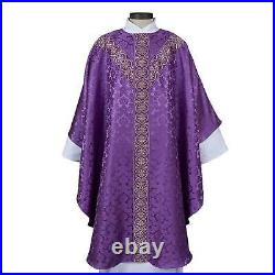 Monreale Collection Semi Gothic Chasuble Purple Polyester Jacquard 59 x 51