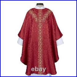 Monreale Collection Semi Gothic Chasuble Red Polyester Jacquard 59 x 51
