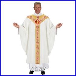 Murano Collection Embroidered Chasuble and Matching Stole for Church Use 51 In