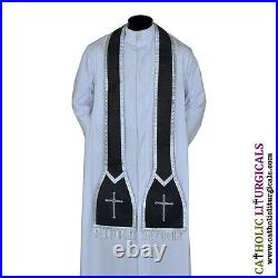 NEW Black Fiddleback Chasuble Mass Vestment set Veil, Maniple, Stole, Burse