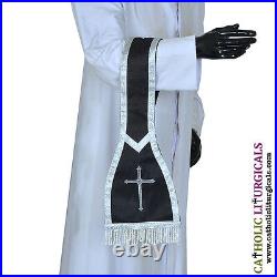 NEW Black Fiddleback Chasuble Mass Vestment set Veil, Maniple, Stole, Burse