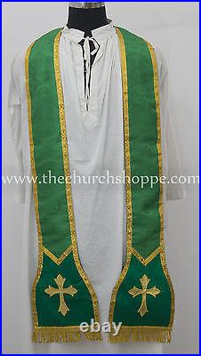 NEW Green Fiddleback Chasuble Mass Vestment set Veil, Maniple, Stole, Burse, pall