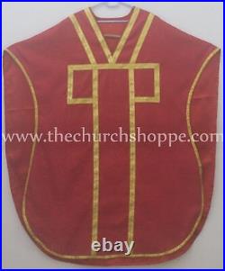 NEW Red Chasuble. St. Philip Neri Style vestment Stole & mass set 5 pc, Vestment