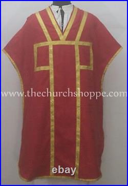 NEW Red Chasuble. St. Philip Neri Style vestment Stole & mass set 5 pc, Vestment
