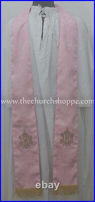 NEW V COLLAR ROSE GOTHIC Vestment & 5 PC Mass Set Lined Chasuble, Casel, Casulla