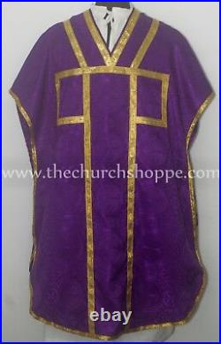NEW VIOLET Chasuble. St. Philip Neri Style vestment Stole & mass set 5 pc, NEW