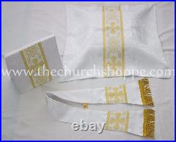 NEW WHITE Chasuble Fiddleback Vestment & mass set, Vestment fiddleback, NEW