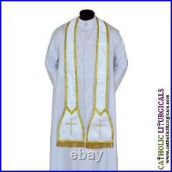 NEW WHITE Fiddleback Chasuble Mass Vestment set Veil, Maniple, Stole, Burse, pall