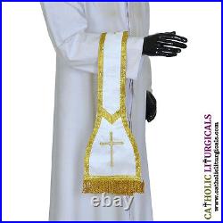 NEW WHITE Fiddleback Chasuble Mass Vestment set Veil, Maniple, Stole, Burse, pall