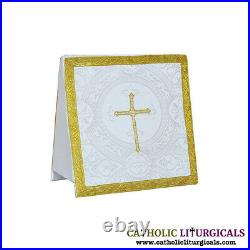 NEW WHITE Fiddleback Chasuble Mass Vestment set Veil, Maniple, Stole, Burse, pall