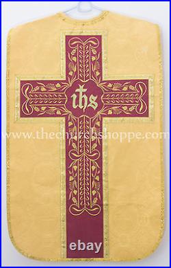 NEW YELLOW Fiddleback Chasuble Mass Vestment set Veil, Maniple, Stole, Burse, pall