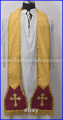 NEW YELLOW Fiddleback Chasuble Mass Vestment set Veil, Maniple, Stole, Burse, pall