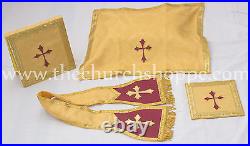 NEW YELLOW Fiddleback Chasuble Mass Vestment set Veil, Maniple, Stole, Burse, pall