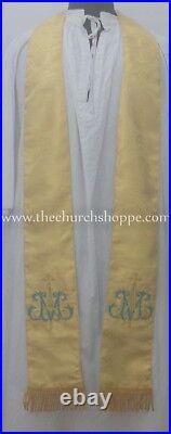 NEW Yellow Chasuble AM gothic vestment and mass & stole set, casula, casel, casulla