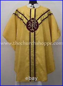 NEW Yellow gothic vestment, stole set and mas set, Gothic chasuble