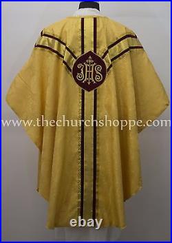 NEW Yellow gothic vestment, stole set and mas set, Gothic chasuble