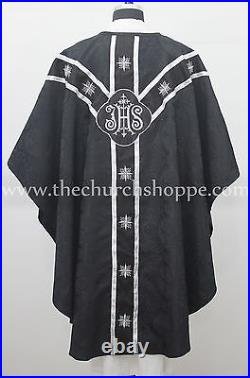New Black Gothic vestment, stole & 5pc mass set Gothic chasuble, casula, casel