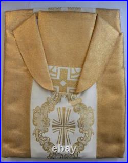 New GOLDEN CREAM CHASUBLE & STOLE, Priest Vestments Catholic #642