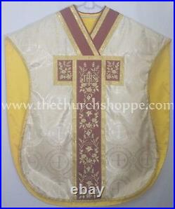 New Metallic GOLD Chasuble. St. Philip Neri Style vestment & mass set, IHS