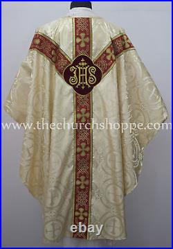 New Metallic Gold gothic vestment & mass and stole set, Gothic chasuble, casula