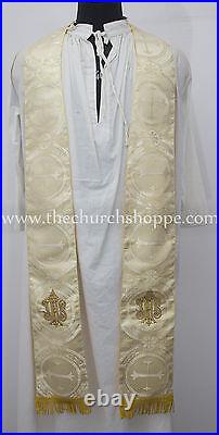 New Metallic Gold gothic vestment & mass and stole set, Gothic chasuble, casula