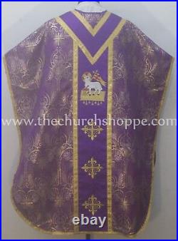 New Purple Agnus Dei Chasuble St. Philip Neri Style vestment Stole & mass set
