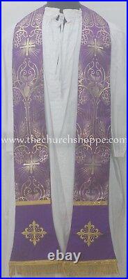 New Purple Agnus Dei Chasuble St. Philip Neri Style vestment Stole & mass set