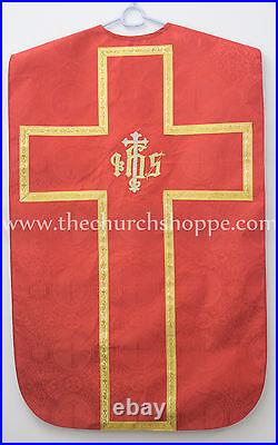 New Red Roman Chasuble Fiddleback Vestment and Mass set, Casulla