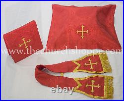 New Red Roman Chasuble Fiddleback Vestment and Mass set, Casulla