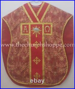 New Red SLAIN Agnus Dei Chasuble St. Philip Neri Style vestment Stole & mass set