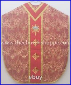 New Red SLAIN Agnus Dei Chasuble St. Philip Neri Style vestment Stole & mass set