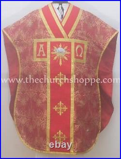 New Red SLAIN Agnus Dei Chasuble St. Philip Neri Style vestment Stole & mass set