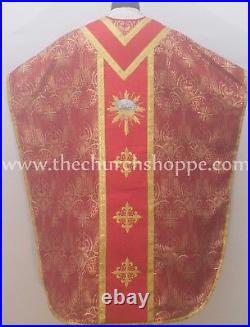 New Red SLAIN Agnus Dei Chasuble St. Philip Neri Style vestment Stole & mass set