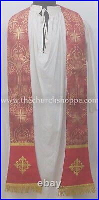 New Red SLAIN Agnus Dei Chasuble St. Philip Neri Style vestment Stole & mass set