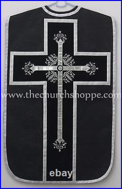 New Roman Chasuble Fiddleback Vestment and Mass set, Casulla, BLACK