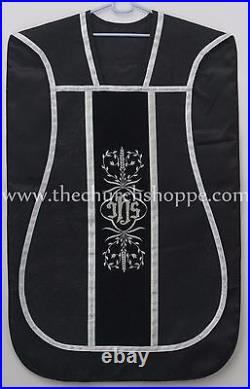 New Roman Chasuble Fiddleback Vestment and Mass set, Casulla, BLACK